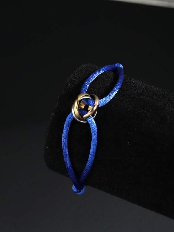 1 Peça Pulseira Trançada Círculo de Três Cores Aço Inoxidável Jóia Funk, Adequada para Decoração Diária, para Mulheres