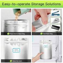 New 100PCS Mylar Bags  400cc Oxygen Absorbers, 11.8 Mil Thicker Long Term Food Storage Bag, 1 Gallon 10x14 6x9 4x6 Stand- Zipper Realable Heat Sealable For Airtight Ell Proof Packaging - Bildfarbe - View 3