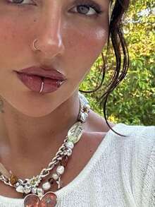 CIZME Fake Nose Rings Stainless Steel Gold Faux Septum Rings Dangle U Shaped Fake Nose Piercing Jewelry Non Piercing Septum Rings For Women Men Fake Lip Rings Ears Clip On Cartilage Earring - Fake Nose Ring - View 8