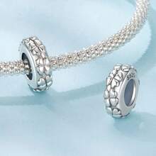WOSTU 1pc 925 Sterling Silver Metal Round Bead Scroll Pattern Pendant, Anti-Oxidation Jewelry For Women, Compatible With Original Bracelet DIY - Silver - View 10