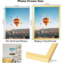 New 14x19 Picture Frame Gold For Poster Photo Picture, Horizontal And Vertical Formats For Wall Hanging, 14 X 19 Wall Gallery Poster Photo Frame  Shatter Ristant Plexiglass,Gold - Gold 14x19 inch - View 3