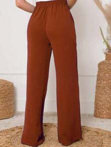 Duna Pantalona Crepe Trousers - Burnt Orange - View 2