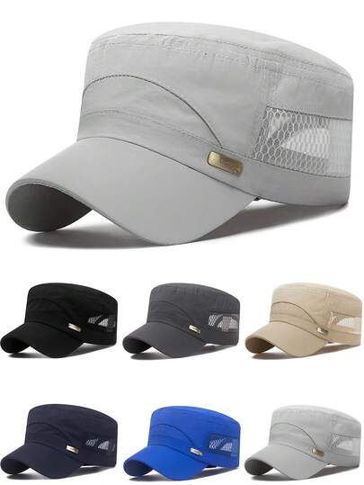 1 pieza de sombrero de malla transpirable de verano, sombrero plano ajustable estilo coreano, gorra de béisbol ligera con protección UV para exteriores, gorra cargo, sombrero transpirable y de secado rápido para deportes al aire libre, correr, ciclismo, senderismo, moda