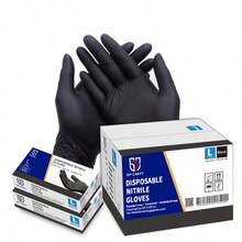 100pc Disposable Nitrile Black 3.5-Mil Latex Free Tattto Nail Hair Salon Cleaning Gloves - Black - View 6