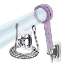 3件套优质ABS材质淋浴套装，4种喷水模式，配备硅胶按摩刷，1.5米不锈钢软管，ABS壁挂支架，无需钻孔，带来美妙的沐浴体验