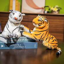 pangcangshu 长度（包括尾巴）巨型白虎毛绒玩具婴儿可爱大号老虎毛绒公仔柔软枕头儿童圣诞礼物毛绒玩具毛绒育儿室装饰可爱玩具非常适合礼物和家居装饰完美的复活节圣诞节和感恩节礼物 - 彩色 - 查看 3