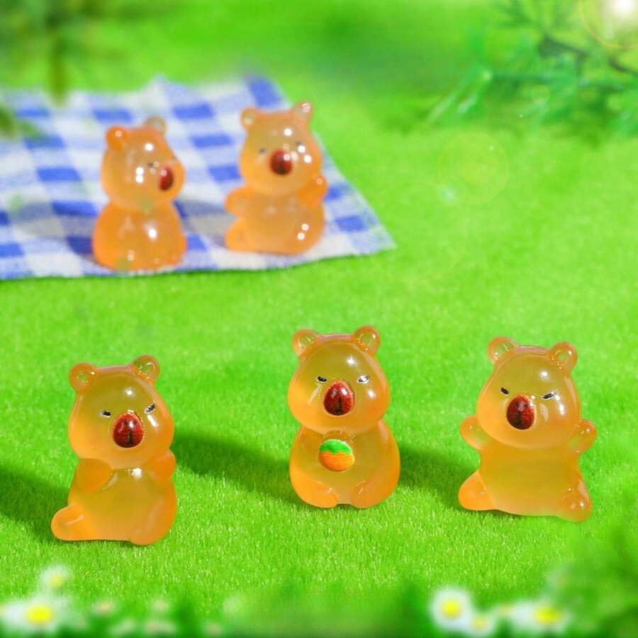 10/20 piezas Mini figuras de resina de Carpinchos, luminosos que brillan en la oscuridad, pequeñas figuras divertidas de Carpinchos, miniaturas de resina de Carpinchos, personajes de dibujos animados pequeños de Carpinchos para decoración del hogar, coche, oficina, fiestas de adolescentes (color aleatorio) - Multicolor - Ver 1