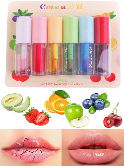  Brillo de labios hidratante y nutritivo con sabor a fruta y que cambia de color CmaaDu