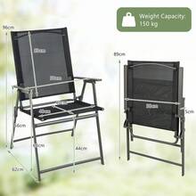 GOFLAME 2 Pieces Patio Folding Chairs, Outdoor Patio Chairs With Rustproof Metal Frame, Outdoor Portable Dining Chairs With Armrests For Deck, Garden, Backyard, Camping - Black - View 2