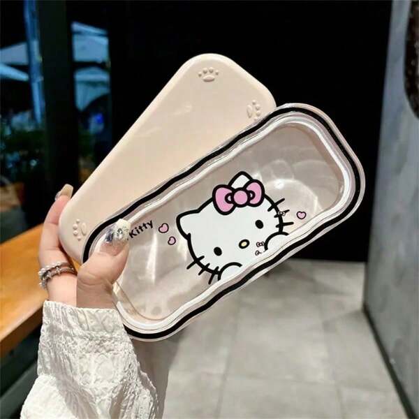 Sanrio New Sanrio Creative Style Glasses Box KT Cat Portable Lightweight Transparent Wave Clear Highly Attractive Multi Functional Fashion Box, Gender Reveal Party, Perfect For Birthdays, Weddings, Parties, The Perfect Gift For Colleagues, Friends, And Family, Back To School