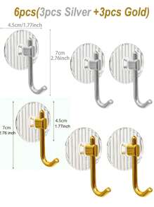2/4pcs Gold/Silver Acrylic Hooks, Punch-Free Strong Adhesive Hooks For Bag, Key And Clothes, Bathroom Kitchen Organizer And Home Decor