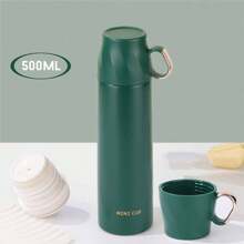 Bouteille isotherme en acier inoxydable pour boissons chaudes et froides avec couvercle étanche et gobelet intégré, triple isolation murale, boissons chaudes 6-12h, parfait pour le café et le thé, lavable au lave-vaisselle