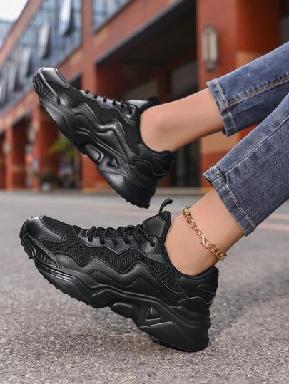 נעלי ספורט קז'ואל לנשים, נעלי חוץ קלות ונושמות עם טלאים בצבעים מעורבים, נעלי ספורט לנשים עם טריז, נעלי סטודנטיות קז'ואליות בקמפוס, נעלי ספורט שטוחות ועבות לנשים, נעלי ספורט קז'ואליות אתלטיות לנשים בסגנון רחוב ומסיבה, נעלי קז'ואל קלות חדשות לנשים עמידות בפני ריחות, נעלי משרד פשוטות לנשים, נעלי ריקוד חלולות מרשת גדולה לנשים