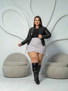 Plus Size Faux Leather Bomber Jacket – Style, Comfort And Attitude Winter 2025