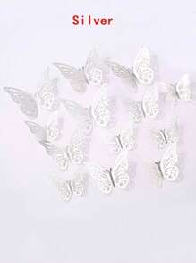 1/2 sets (12 piezas/set) Decoración de pared 3D de mariposas con corte láser, mariposas de papel desmontables para guardería, boda y decoración del hogar, decoración de pared, decoración del hogar, decoración de boda, decoración de guardería, decoración de cumpleaños, adhesivos decorativos para habitación