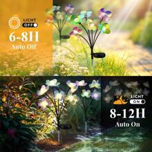 1 Peça Luz Solar para Jardim Externo, Luzes Piscantes de 6 LEDs com Formas de Vaga-lume e Flor Fada em 2 Modos, Luz Decorativa à Prova d'Água para Jardim, Adequada para Quintal, Pátio, Caminho, Gramado