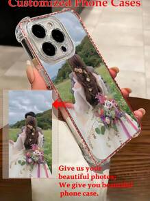 1 carcasă de telefon mobil personalizabilă, transparentă TPU, cu patru colțuri, anti-cădere, din silicon, compatibilă cu telefoanele Apple/Galaxy/Realme/Honor/Redmi/OPPO, potrivită pentru Ziua Tatălui, Ziua Muncii, Ziua Îndrăgostiților, ziua de naștere, cuplu, relații părinte-copil, pisică, câine, floare, fluture, design personalizat cu text și imagine, carcasă de telefon unică