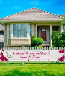 1pc Custom Personalized "Welcome To Our Wedding" Floral Backdrop, Party Scene Decoration Prop Banner