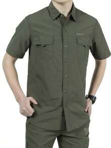 Camisas masculinas respiráveis para pesca,  com proteção solar e secagem rápida, com vários bolsos para pesca ao ar livre, camisas de pesca