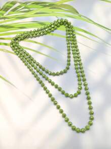 1pc 1.5m Long Crystal Beads Knotted Multi-Layer Simple Daily Wear Necklace For Women