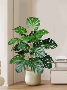 65cm Large Artificial Plants Fake Monstera Tree Plastic Palm Leaves Green Turtle Leafs Floor Tree Branch Without Pot 18 Leaves Tropical Banana Tree For Home Garden Kitchen Party Decor
