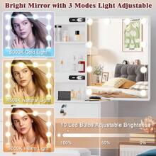 Vanity Dressing Desk Makeup Dresser Table W/ Stool Set 10 LED Lighted Mirror - White - View 5