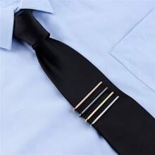 1 Stück/4 Stücke hochwertige koreanische Stil Kupfer Krawattenklammern, modische Herren Formal Business Silber Schwarz schmale Krawattenklammern, Hochzeit