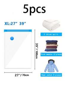 10个装透明真空收纳袋带泵 旅行压缩袋 防水真空袋 夏季真空压缩袋 居家收纳压缩袋 大容量真空收纳袋 透明压缩袋 PVC防水收纳袋 便携旅行真空袋 防虫防霉收纳袋 适用于被子衣服 - 彩色 - 查看 15