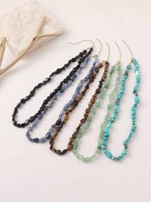 1 colar elegante com contas de pedra natural em formato irregular, adequado para uso diário, festas e férias. Pequenas diferenças na cor, tamanho e formato da pedra natural são normais.