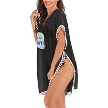 Women Beach Cover Up Swimsuit Our Happy Days - Animators T-Shirt Bathing Suit Dress Summer Swimwear Coverup - Black - View 2