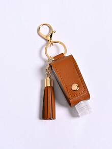 1pc Leather Material No-Rinse Hand Sanitizer Holder, Keychain No-Rinse Hand Sanitizer Holder, Portable Travel No-Rinse Hand Sanitizer Holder With Clip, Travel Essential, Back To School Supplies - Multicolor - View 5