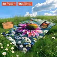 Pink Floral Decorative Outdoor Picnic Blanket Outdoor Throw Blanket A Stunning Piece For Home Or Outdoor Use A Thoughtful Gift For Nature Enthusiasts And A Versatile Companion For Gatherings Relaxation And Artistic Inspired Moments Everywhere - Multicolor - View 3