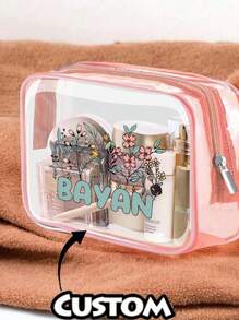 Personalized Name Transparent Storage - PVC Waterproof Toiletry Bag, Beauty Bag, Cosmetics Storage Bag, - A Variety Of Colors Available, Toiletries Storage Bag Storage Classification Coin Purse, Zipper Box Zipper Bag, Storage Supplies