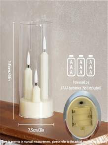 1pc/2pcs Flame LED Candle Light In Clear Plastic Holder, 7.5 Cm Diameter X 15 Cm Height, Flameless Warm Light Battery Powered For Weddings And Parties Birthday Garden Balcony Porch Ambiance Decorative Candles (Batteries Not Included)