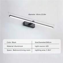 1pc LED Rechargeable Wall Light, 5V2A USB Plug, Remote Control, Black 40/60cm Length Mirror Lamp, Tricolor Dimmable,Timing Funtion For Bathroom Living Room Bedroom Dresser