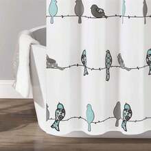 New Lush Decor Rowley Birds Shower Curtain, 72\U201d W X 72\U201d L, Blue & Gray - Colorful Floral Bird Pattern - Whimsical & Playful Bird Shower Curtain - Farmhouse, Coastal, & Boho Bathroom Decor - 藍色和灰色/棕色. 72 英吋寬 x 72 英吋長(1 包) - 查看 4