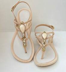 Women Flat Sandals - 米色 - 查看 2