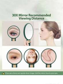 1PC Professional 30X Magnification Vanity Mirror | 360° Adjustable Handle & Foldable Base | Dual-Sided Travel Compact For Precision Makeup
