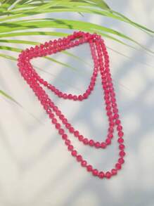 1pc 1.5m Long Crystal Beads Knotted Multi-Layer Simple Daily Wear Necklace For Women