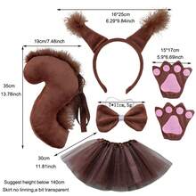 Squirrels Animal Party Costume Headband Tie Gloves Tails Tutu Skirts Cute Three Little Grey Coffee Brown Squirrels Festival Performance Costume - Multicolor - View 1