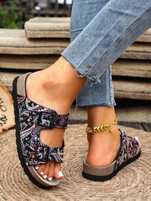 Ultra-Light Thick Sole Flat Soft Bottom Soft Surface Beach Outdoor Home Women's Flat Sandals Summer - Black 2 - View 5