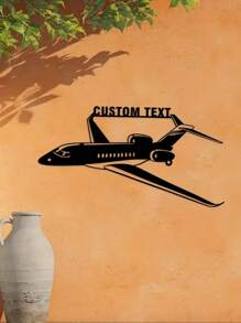1 Peça Decoração de Ferragem Personalizada com Padrão de Aeronave, Personalização Personalizada com Seu Nome, Logotipo de Ferragem de Aeronave Preta da Moda, Elementos de Aeronave da Moda, Arte de Parede de Metal - O Presente Mais Recente para Entusiastas de Aeronaves