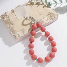 1pc New Macaroon Color Acrylic Bead Lanyard Wrist Strap, Short Wrist Strap Phone Hanging Rope Shockproof Wristlet For Phone Case