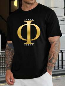 Camiseta de la Fraternidad Alpha Phi Alpha - Ropa griega de letras negras - Elegante camiseta de mezcla de algodón para hermanos y simpatizantes - ¡Muestra tu orgullo! (S-5XL) - Negro - Ver 1