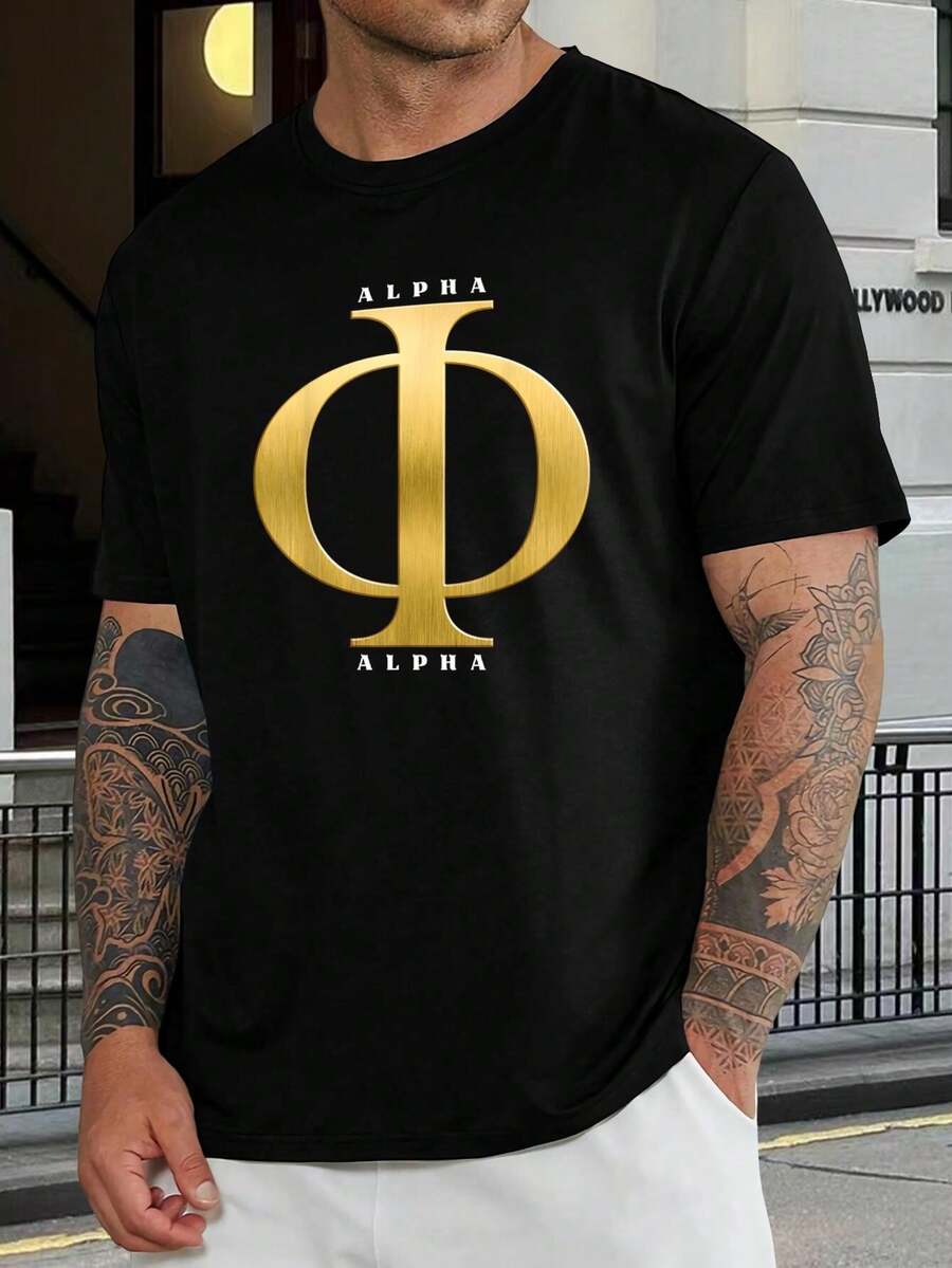 Camiseta de la Fraternidad Alpha Phi Alpha - Ropa griega de letras negras - Elegante camiseta de mezcla de algodón para hermanos y simpatizantes - ¡Muestra tu orgullo! (S-5XL) - Negro - Ver 1