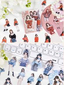 20pcs/Pack Vintage Fashionable Artistic Style Girls PET Waterpoof Junk Journal Scrapbooking Decorative Craft Scrapbook Stickers 10design Pattern, School Supplies, Back To School