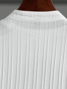 Men's Casual Shirt, Button Front, Slim Fit, Polyester Blend, Stand Collar, Machine Washable, Ideal For Spring And Fall, Lightweight Cardigan - 查看 6