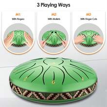 6-Inch 11-Scale Green Steel Tongue Drum - Unique Musical Instrument For Enthusiasts - Green - View 3