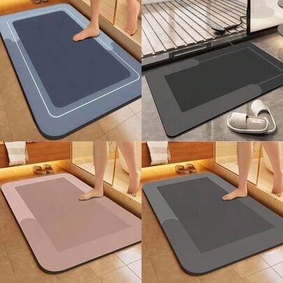 1 pieza Alfombra de baño súper absorbente con diseño de letra, alfombra de barro de diatomeas antideslizante, alfombra de baño de secado rápido y suave, felpudo para ducha para evitar resbalones, ideal para baño, lavandería y cocina, mejor decoración para la habitación