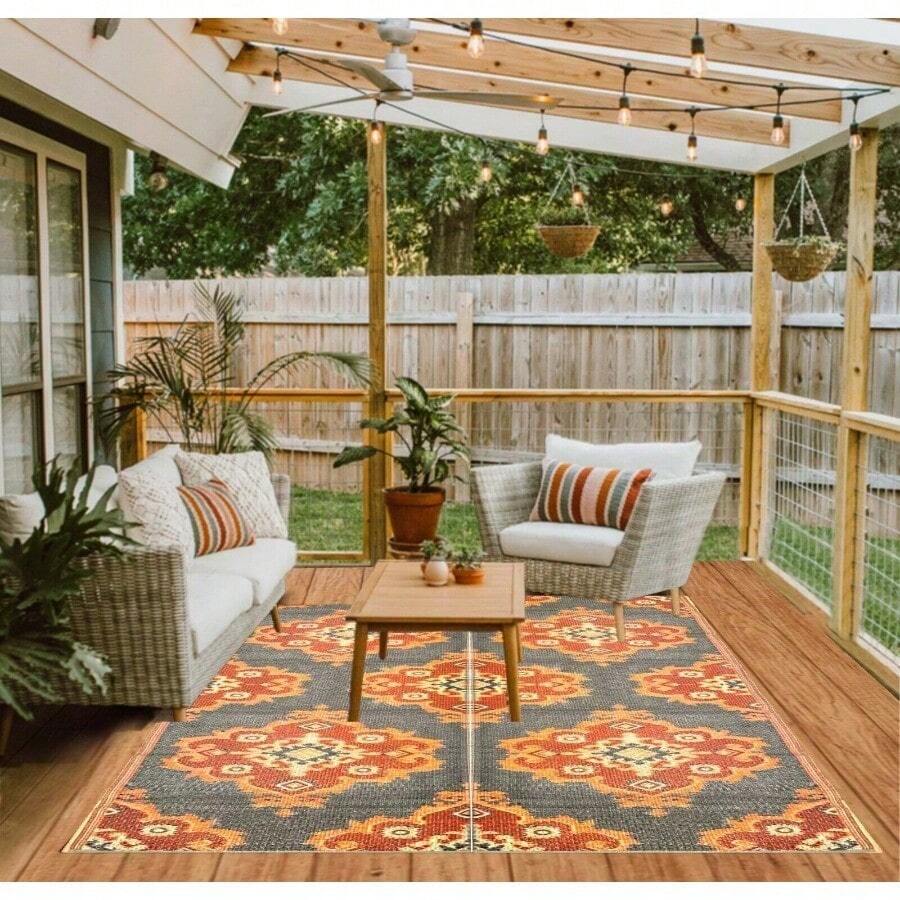 BUSA 6x9 Outdoor Plastic Straw Patio Rugs Reversible Mats Rv Picnic Camping - as pic - View 1